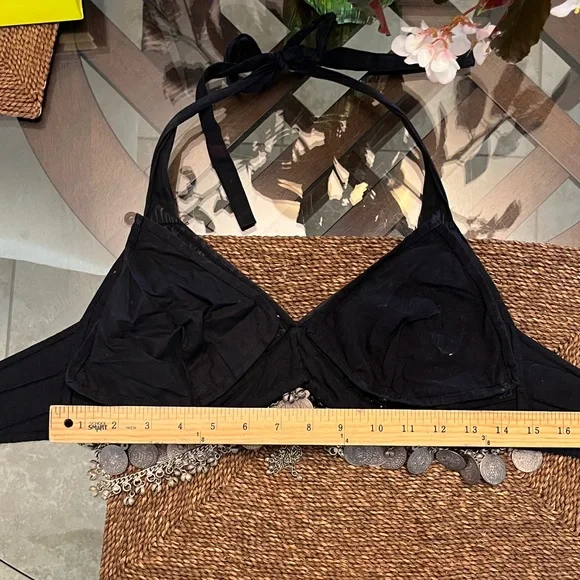 Black Halter Top with Silver Coin Embellishments Tribal Bellydance Large - Picture 13 of 13